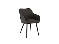 Colenis leo eetkamerstoel set van 4 - grijs linnen stof - industrieel ontwerp met zwarte poten - afbeelding 1 van  4