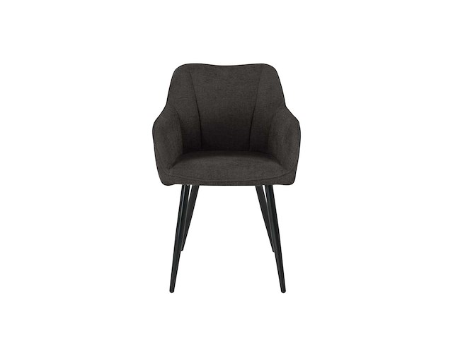 Colenis leo eetkamerstoel set van 4 - grijs linnen stof - industrieel ontwerp met zwarte poten - afbeelding 2 van  4