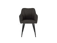 Colenis leo eetkamerstoel set van 4 - grijs linnen stof - industrieel ontwerp met zwarte poten - afbeelding 2 van  4