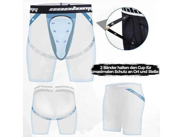 Colomg heren diepe bescherming suspensorium compressiebroek ondergoed met cup voor vechtsport - afbeelding 3 van  4