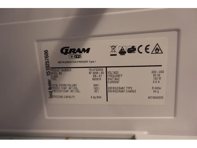 Combi koelkast gram - afbeelding 4 van  4