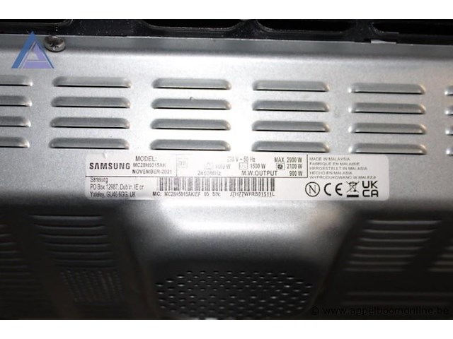 Combi-microgolf, samsung, mc28h5015ak, max 2900 w, m.w. output 900 w, werking niet gekend - afbeelding 3 van  3