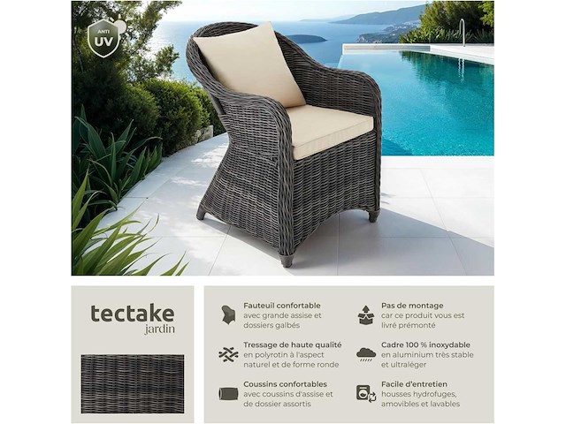 Comfortabele fauteuil met armleuningen voor de tuin - afbeelding 4 van  8