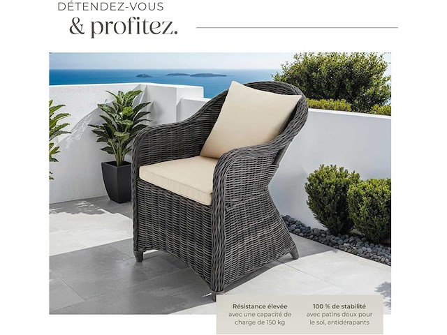 Comfortabele fauteuil met armleuningen voor de tuin - afbeelding 6 van  8