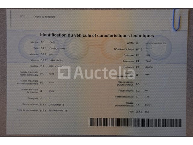 Commerciële bestelwagen opel combo 1,7 cdti (2011-198,607 km-vin:w0lvxcf25b4321506) - afbeelding 27 van  40