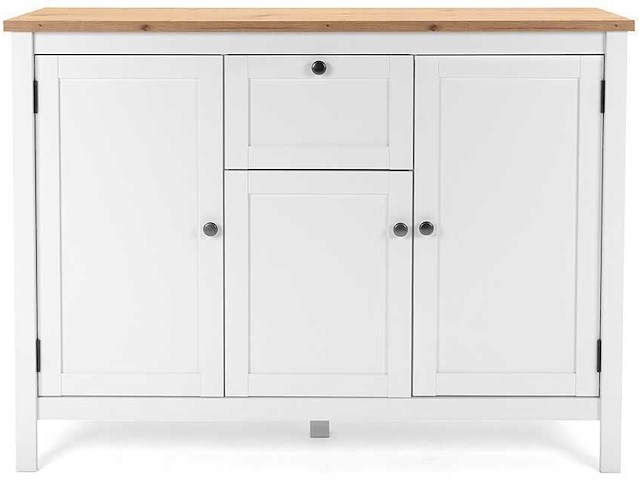 Commode berge 120cm 3 deuren & 1 lade - wit/eik - afbeelding 4 van  7