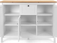 Commode berge 120cm 3 deuren & 1 lade - wit/eik - afbeelding 6 van  7