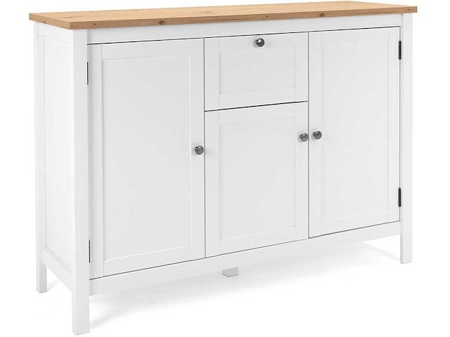 Commode berge 120cm 3 deuren & 1 lade - wit/eik - afbeelding 7 van  7