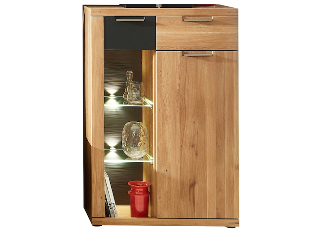 Commode blanka 80cm 1 deur & 2 lades - eik/antraciet - afbeelding 1 van  4
