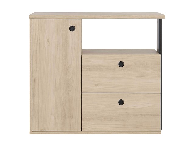 Commode dean 90cm, 2 laden & 1 deur - kastanjehout decor - afbeelding 2 van  6
