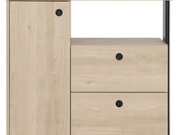 Commode dean 90cm, 2 laden & 1 deur - kastanjehout decor - afbeelding 2 van  6