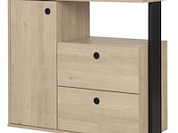 Commode dean 90cm, 2 laden & 1 deur - kastanjehout decor - afbeelding 3 van  6