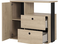 Commode dean 90cm, 2 laden & 1 deur - kastanjehout decor - afbeelding 4 van  6