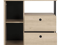 Commode dean 90cm, 2 laden & 1 deur - kastanjehout decor - afbeelding 5 van  6