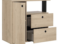 Commode dean 90cm, 2 laden & 1 deur - kastanjehout decor - afbeelding 6 van  6