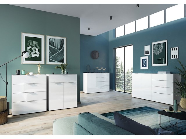 Commode dudek 83cm met 2 deuren & 1 lade - wit - afbeelding 1 van  5