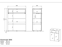 Commode dudek 83cm met 2 deuren & 1 lade - wit - afbeelding 5 van  5