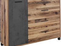 Commode kalas 125cm met 1 deur & 4 lades - bruin/grijs - afbeelding 1 van  5