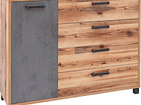 Commode kalas 125cm met 1 deur & 4 lades - bruin/grijs - afbeelding 4 van  5