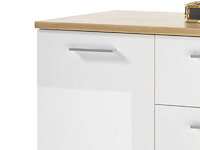 Commode lobi 1 deur 4 lades - glanzend wit/hout - afbeelding 2 van  3
