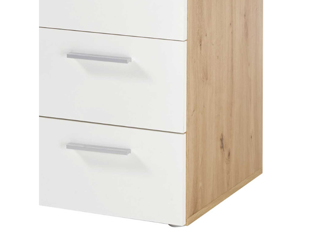 Commode lobi 1 deur 4 lades - glanzend wit/hout - afbeelding 3 van  3