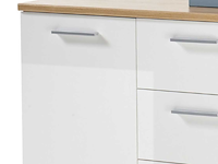 Commode lobi 2 deuren 4 lades - glanzend wit/hout - afbeelding 3 van  4