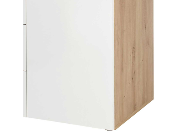 Commode lobi 2 deuren 4 lades - glanzend wit/hout - afbeelding 4 van  4