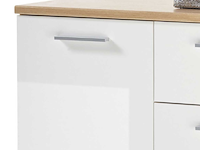 Commode lobi 2 deuren 4 lades - glanzend wit/hout - afbeelding 2 van  4