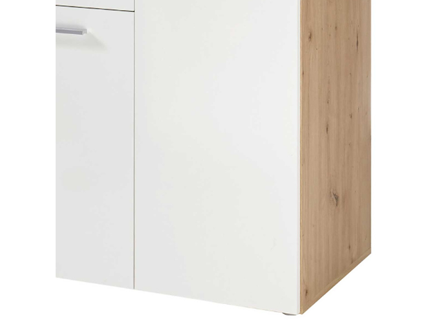 Commode lobi 4 deuren 2 lades - glanzend wit/hout - afbeelding 3 van  3