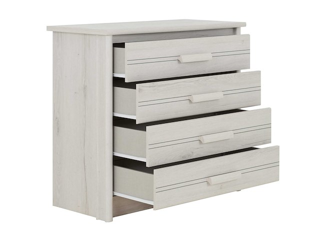 Commode morris 4 lades - gebleekte helvezia eik - afbeelding 2 van  3