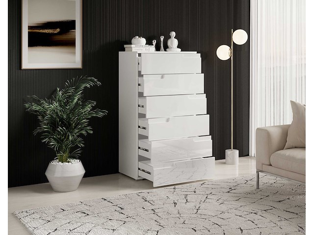 Commode peso 6 lades - wit - afbeelding 3 van  7
