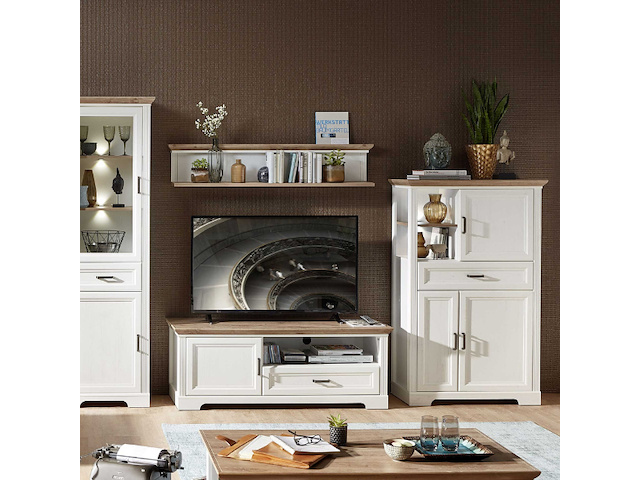 Commode samine 3 deuren & 1 lade - wit/eik - afbeelding 1 van  4