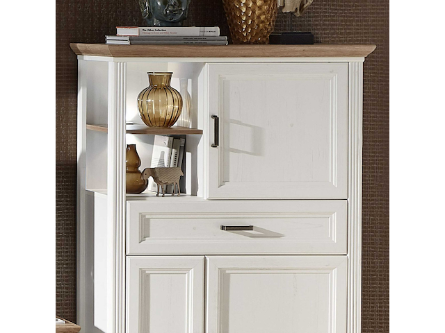 Commode samine 3 deuren & 1 lade - wit/eik - afbeelding 2 van  4