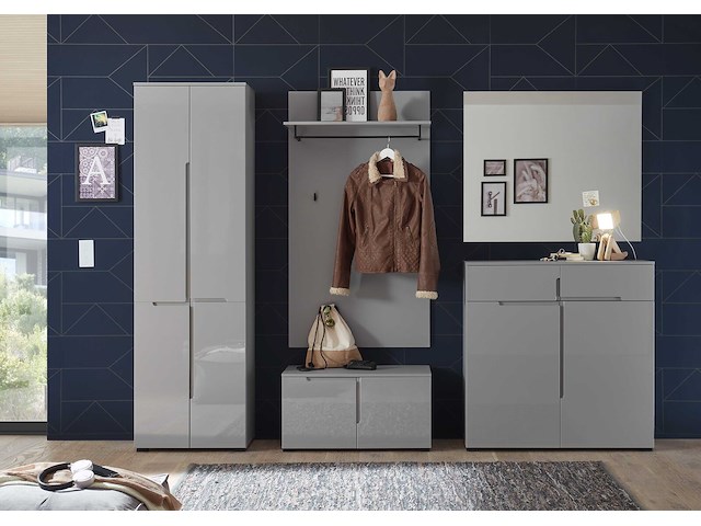 Commode seta met 2 deuren en 2 lades - hoogglans grijs - afbeelding 2 van  4