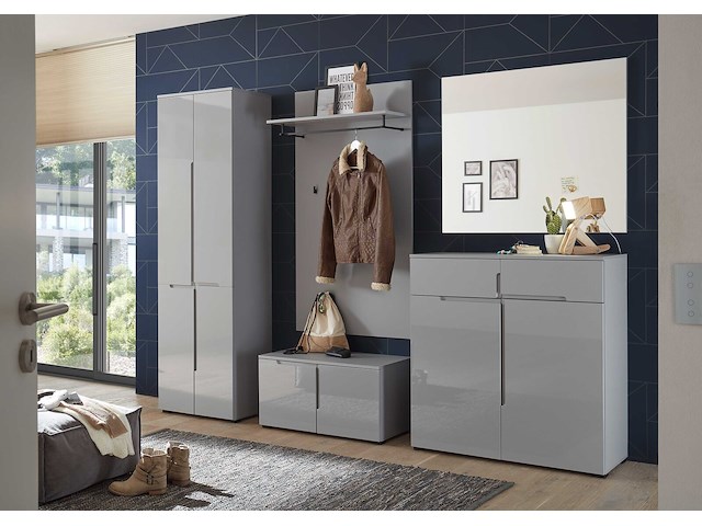 Commode seta met 2 deuren en 2 lades - hoogglans grijs - afbeelding 1 van  4