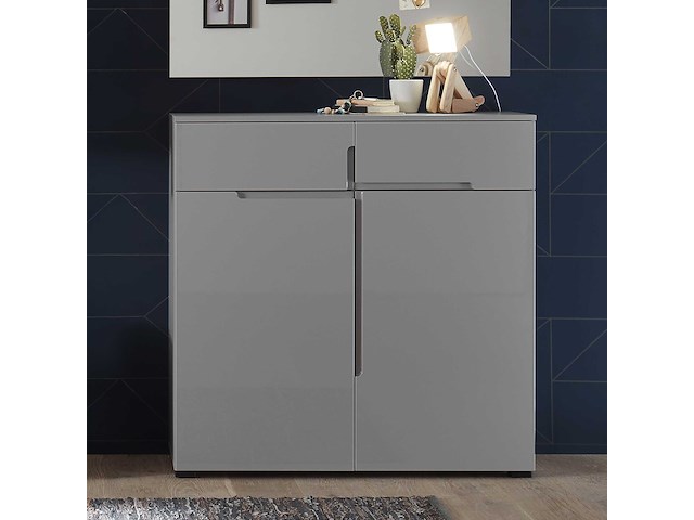Commode seta met 2 deuren en 2 lades - hoogglans grijs - afbeelding 3 van  4