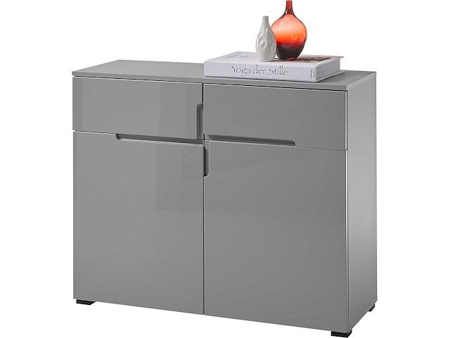 Commode seta met 2 deuren en 2 lades - hoogglans grijs - afbeelding 4 van  4