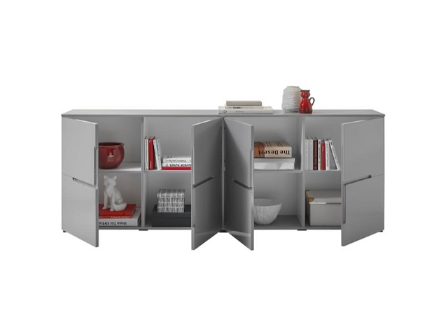 Commode seta met 4 deuren - hoogglans grijs - afbeelding 2 van  3