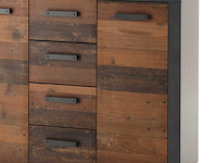 Commode tarma 3 deuren 4 lades - antraciet/oud hout - afbeelding 1 van  2