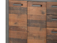 Commode tarma 3 deuren 4 lades - antraciet/oud hout - afbeelding 2 van  2