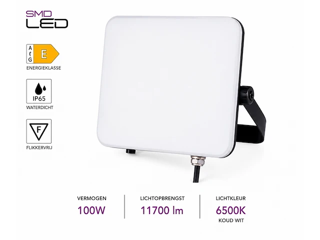 Compacte led frameless floodlight – 100w – 6400k koud wit – ip66 – pegasus-100 (10 stuks) - afbeelding 4 van  5