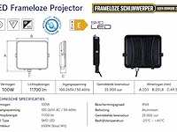 Compacte led frameless floodlight – 100w – 6400k koud wit – ip66 – pegasus-100 (10 stuks) - afbeelding 5 van  5