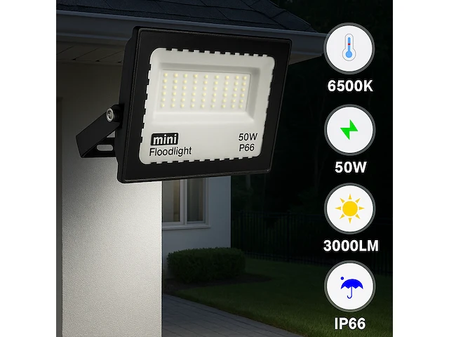 Compacte mini led schijnwerper – 50w – 6500k koud wit – ip65 – minions-50 (6 stuks) - afbeelding 1 van  5
