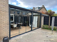 Compleet glazen schuifdeursysteem 4 deurs, veiligheidsglas 10 mm, 4030 mm breed, 4 stuks deuren 1030 mm 2500 mm hoog, mat zwart ral 9005 - afbeelding 8 van  13