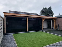 Compleet glazen schuifdeursysteem 5 deurs, veiligheidsglas 10 mm, 5030 mm breed, 5 stuks deuren 1030 mm 2600 mm hoog, antraciet lichtgrijs ral 7016 - afbeelding 8 van  14