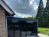 Compleet glazen schuifdeursysteem 6 deurs, veiligheidsglas 10 mm, 4770 mm breed, 6 stuks deuren 820 mm 2600 mm hoog, mat zwart ral 9005 - afbeelding 4 van  14