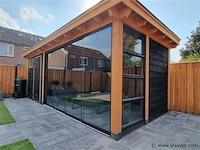 Compleet glazen schuifdeursysteem 6 deurs, veiligheidsglas 10 mm, 5610 mm breed, 6 stuks deuren 960 mm 2350 mm hoog, antraciet lichtgrijs ral 7016 - afbeelding 3 van  14