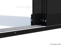 Compleet glazen schuifdeursysteem 7 deurs, veiligheidsglas 10 mm, 6540 mm breed, 7 stuks deuren 960 mm 2550 mm hoog, mat zwart ral 9005 - afbeelding 10 van  14