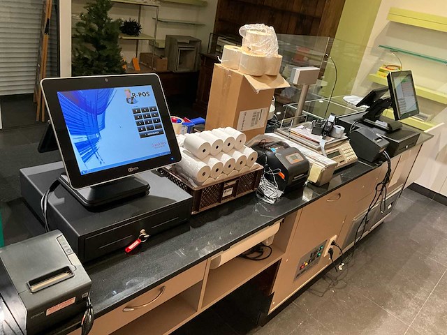 Complete kassaset / pos systeem - labelprinter - weegschaal - muntenteller - afbeelding 1 van  14