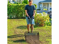 Compostverspreider 75 l gazonspreider met t-handvat draadgaasroller 70 x 40 x 112 cm zwart